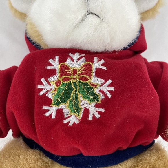 TB Toy Trading Co Tan Reindeer 13” Christmas Plush Red Snowflake Hoodie VTG 2001 - Picture 7 of 9